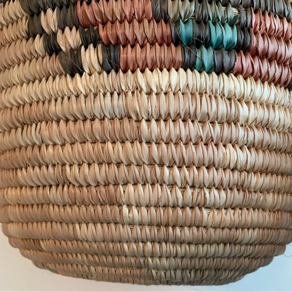 Vintage African Hausa Coiled Woven Grass Basket Bowl 11.5”
